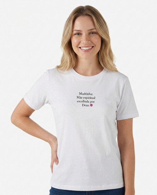 Camiseta Premium Madrinha - Mãe Espiritual Escolhida Por Deus