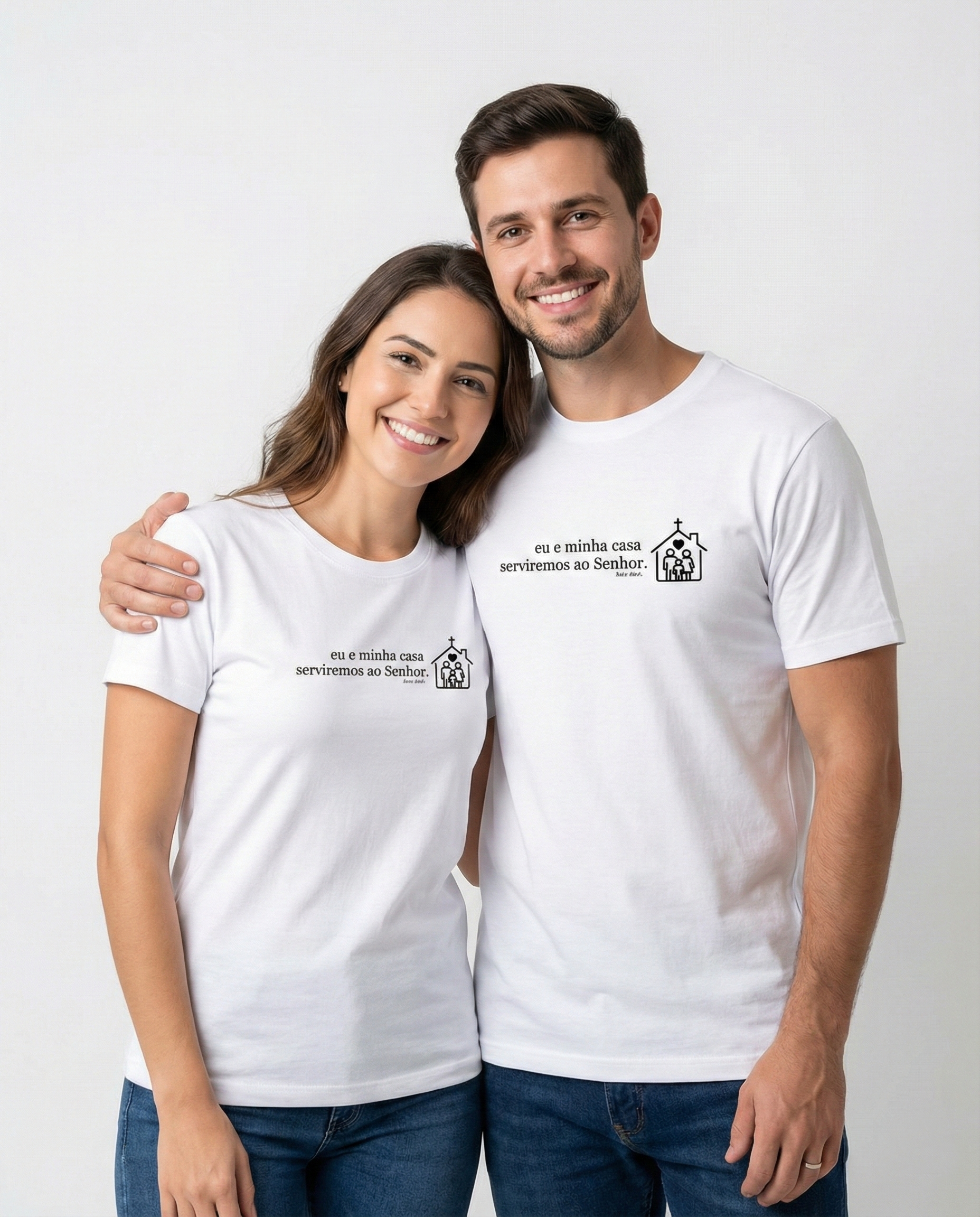 Camiseta Premium Eu e Minha Casa Serviremos ao Senhor - Josué 24:15