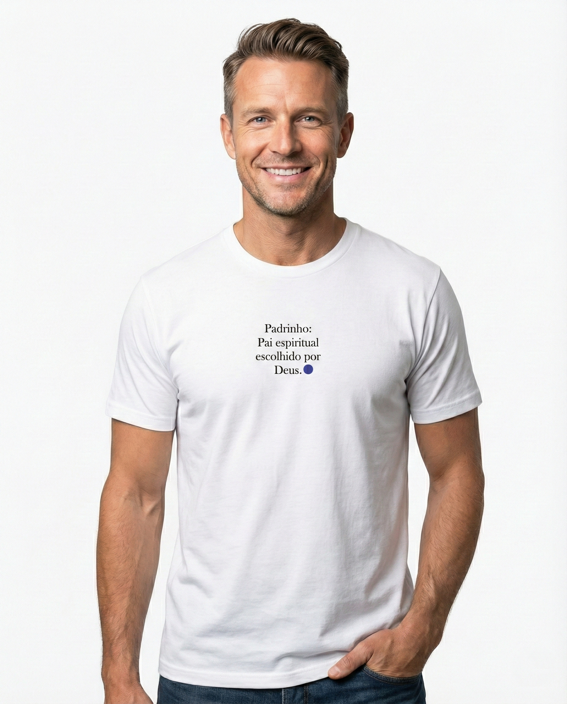 Camiseta Premium Padrinho - Pai Espiritual Escolhido Por Deus