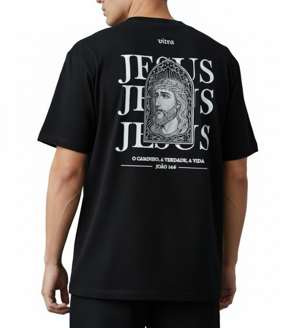 Camiseta Oversized Premium Vitral - Jesus Cristo